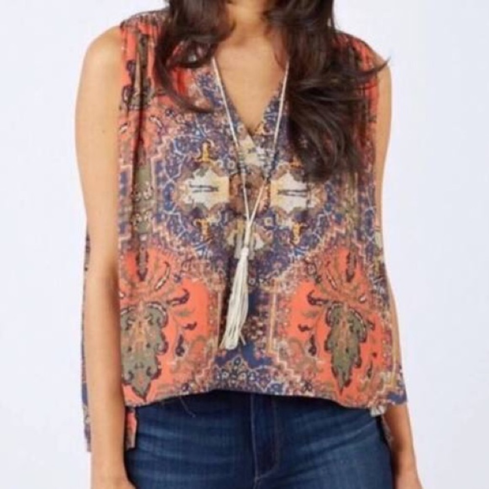 Free People Darcy Printed Sleeveless Blouse